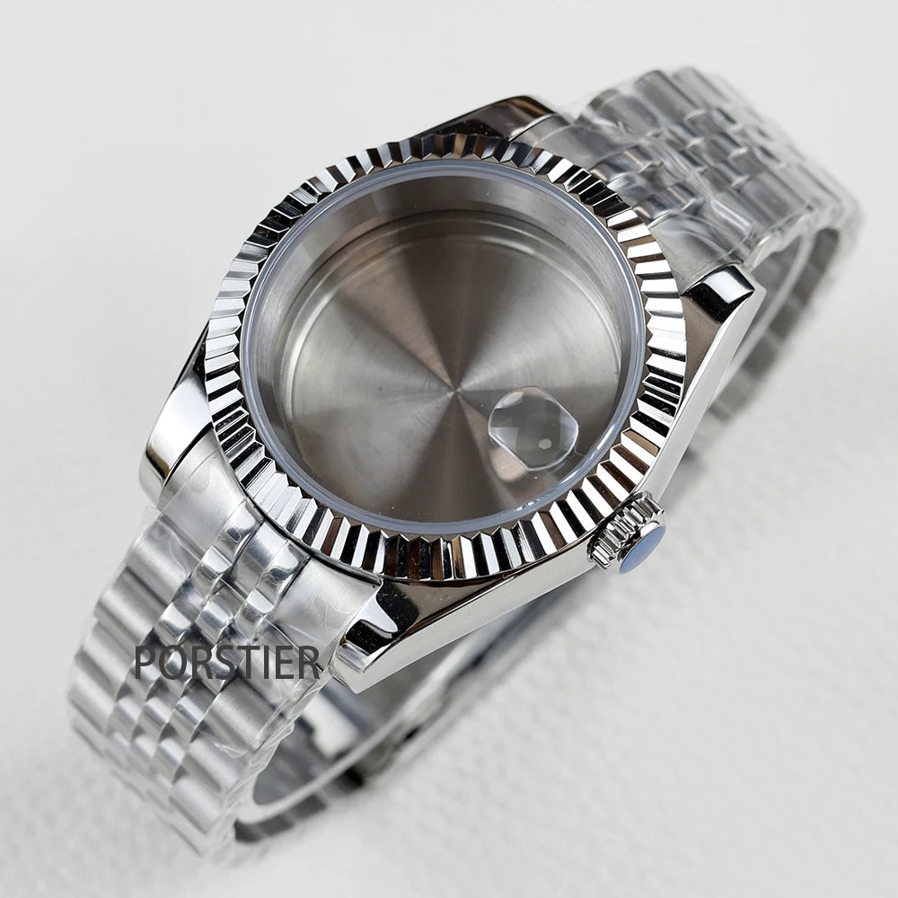 36/39mm NH35 Watch Case Stainless steel Sapphire Glass Transparent Back Cover for Seiko NH35 NH36 movement Datejust Oyster Strap