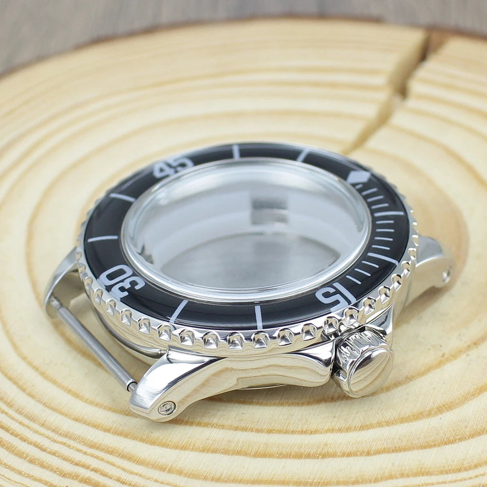 45MM Stainless Steel NH35 Watch Case 100m Waterproof Unidirectional Bezel for 50 FATHOMS NH34 NH35 NH36 NH38 Watch Accessories