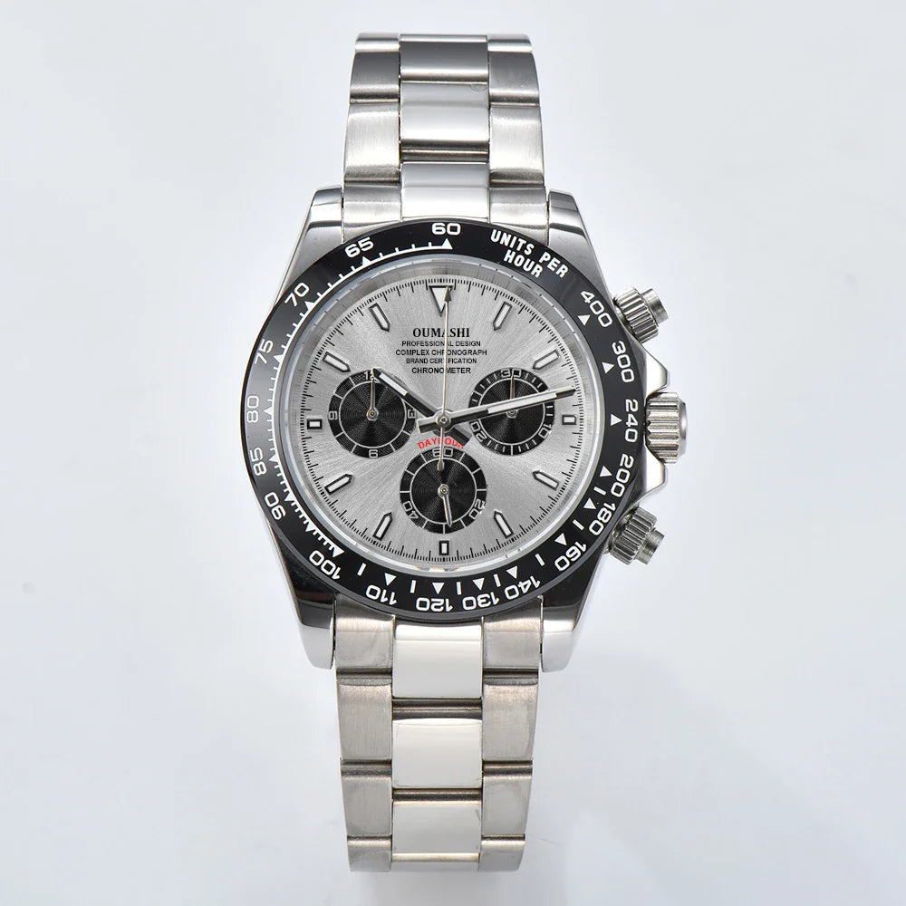 Oumashi Chronograph Automatic  ETA 7750 MOVT custom logo sapphire 40mm Daytona Panda Watch 5Bar