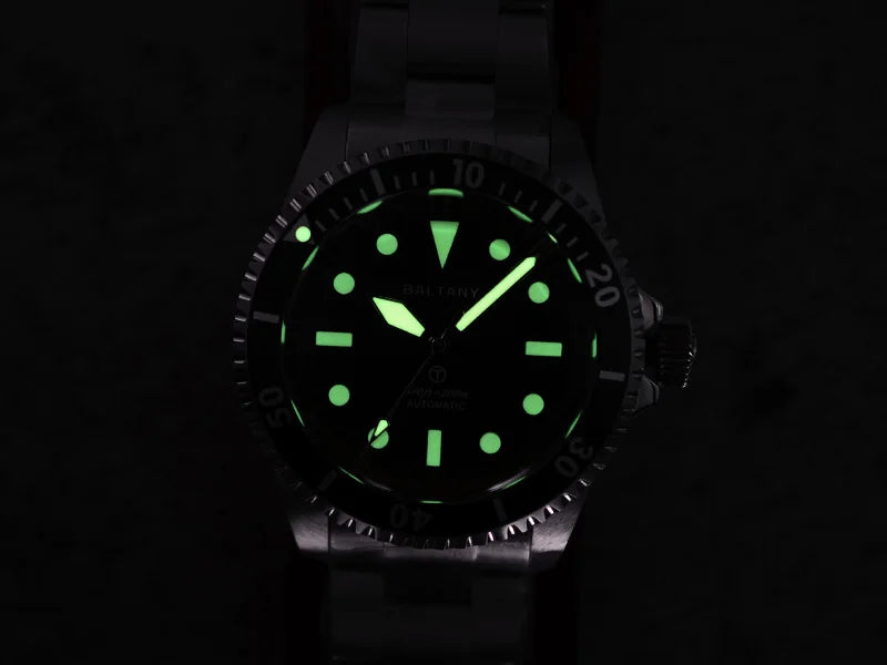 Baltany S3075 Vintage MilSubmariner Watch Rotation Bezel Brushed Bracelect Luminou Leather Sapphire Stainless Steel Dive Watches