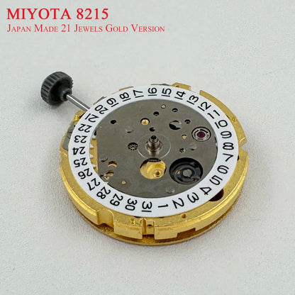 Japan Original Gold 8215 Automatic Mechanical Movement Modification Watch Mechanism 21 Jewels Miyota 8215 Golden Version 3H Date