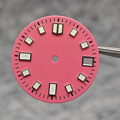 Modification 28.5mm Watch Dial Green Luminous Trend Watch Faces with Single Date Watch Accessory Suitable for NH35 Movement