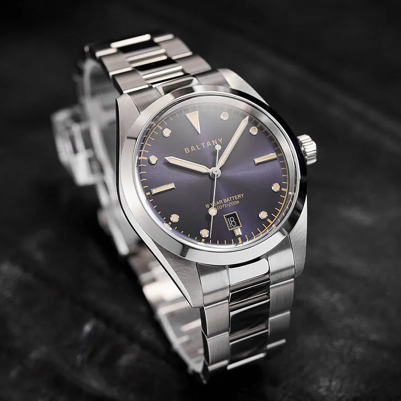 Baltany S4041 Vintage Tribute Quartz Wristwatches Enamel Dial Sapphire Crystal 20ATM Stainless Steel Bracelet Diving watches