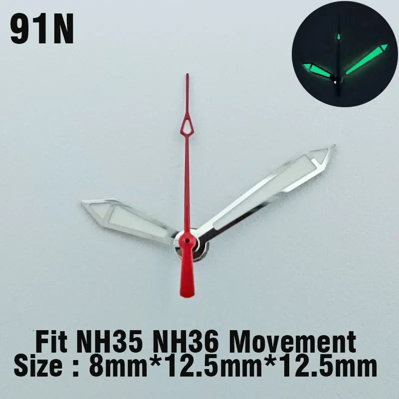 Watch hands NH series 35 36 hands Green glow in the dark hands seconds Watch accessories for NH series 35 36 movement assembly