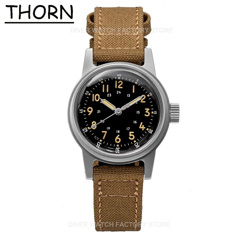 THORN SHY043 36mm  NH35 Automatic Retro Field Military Watch C3 Luminous 10bar