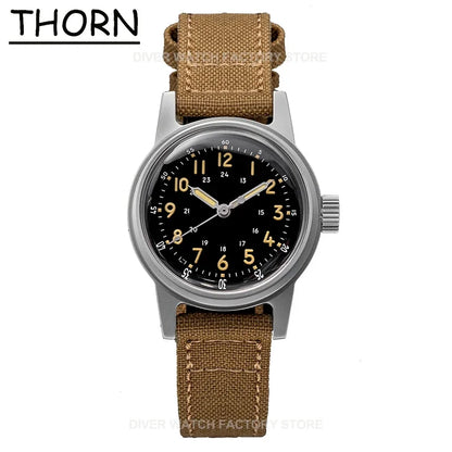 THORN SHY043 36mm  NH35 Automatic Retro Field Military Watch C3 Luminous 10bar