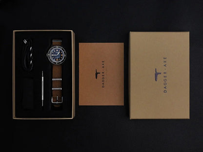 DAGGER-AXE 50 Fathoms Watch NH35 Movt  K9 Mineral Crystal TR900 C3 Luminous 20bar diver 40MM