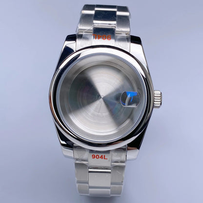 Fluted NH35 watch case Oyster 36/39mm High Quality Sliver Stainless Steel Sapphire Glass fit NH34 NH35 NH36 Movement Accessories Watch case