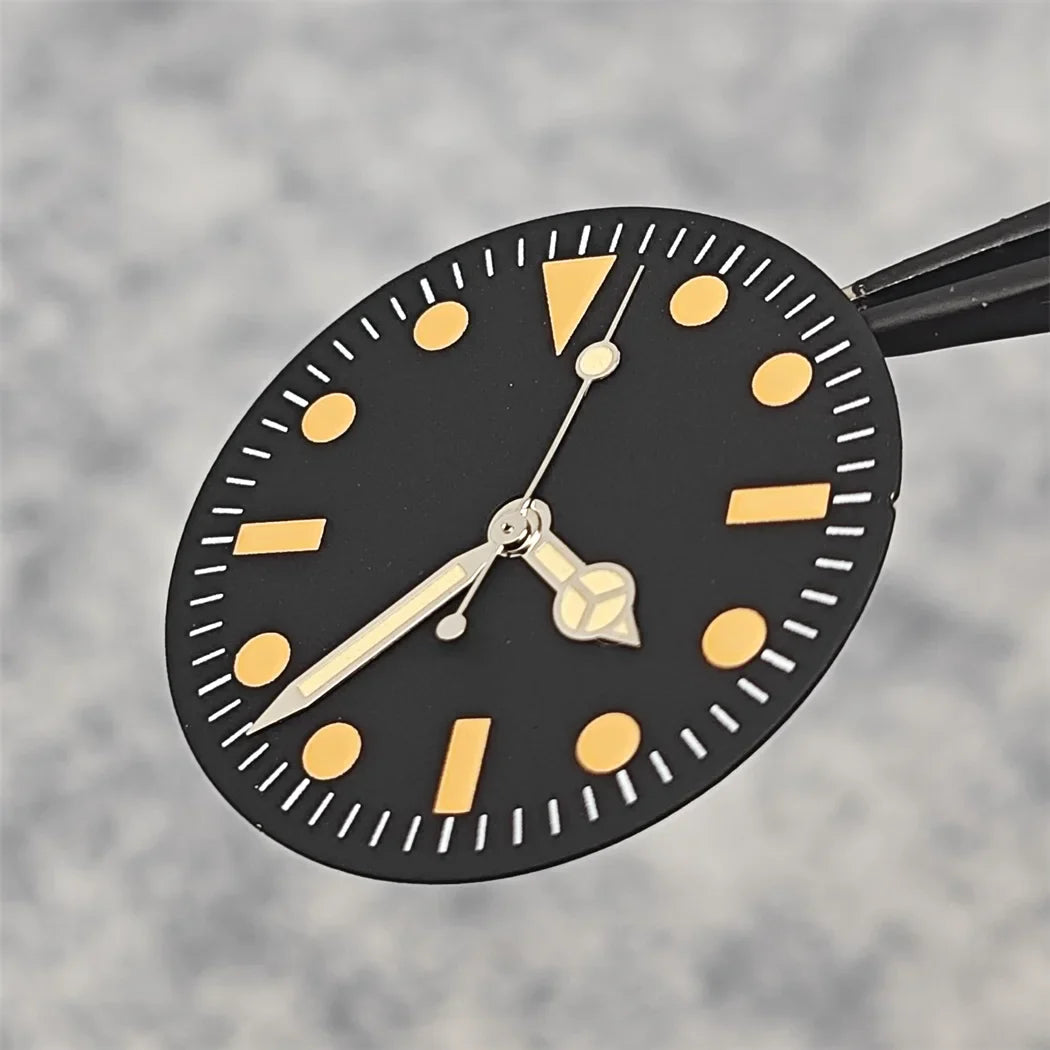 28.5mm Green Luminous Watch Faces Retro Watch Dial + Watch Hands Modified Dial Men's Watches Accessories for NH35/ NH36 Movement