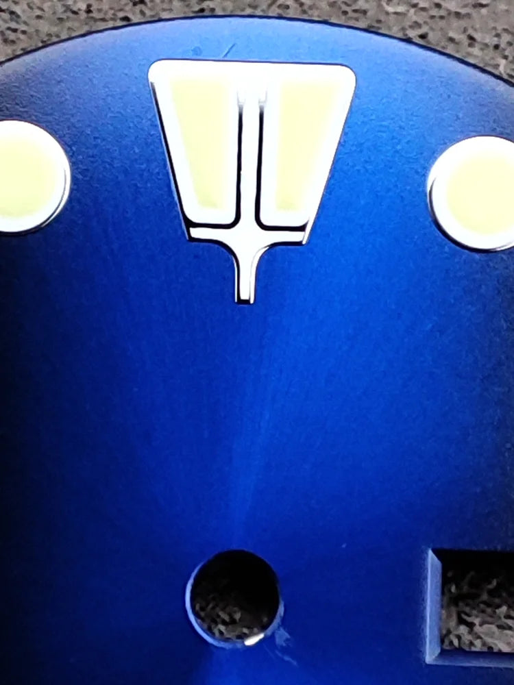 28.5mm Watch Dial Black Blue Gradient Dual Calendar Date Watch Faces with Green Luminous Watch Accessories for NH36 Movement