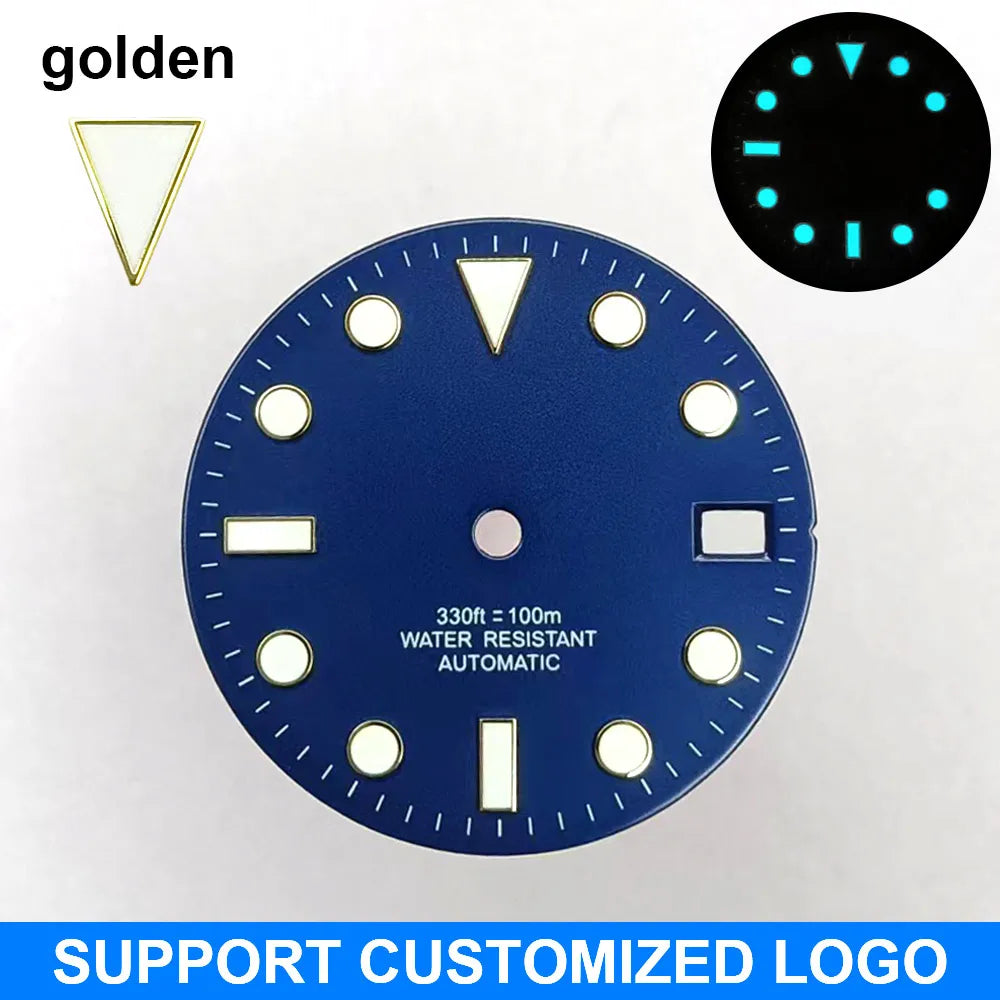 28.5mm diameter dial suitable for NH-34/35/36 movements GMT Luminous dial customization LOGO/name DIY dial watch parts