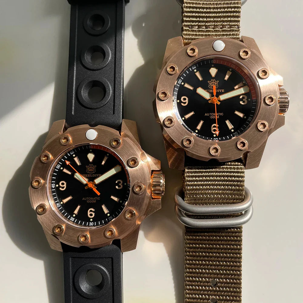 STEELDIVE SD1948S Bronze Diver 44.5mm  C3 Green Luminous 1000M Waterproof Mens NH35  sapphire