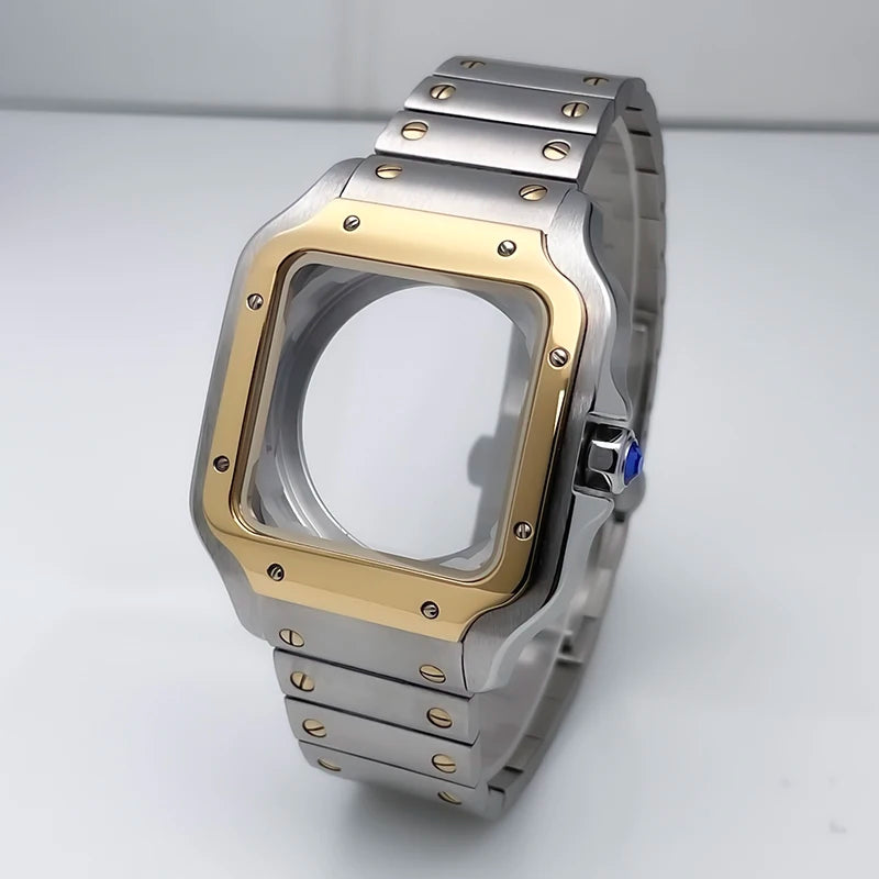 NH35 Case 38mm Sapphire Glass Stainless Steel Square Watch Case Accessories Modification Parts Suitable NH35 NH36 NH38 Movements