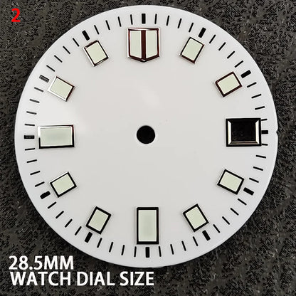 Modification 28.5mm Watch Dial Green Luminous Trend Watch Faces with Single Date Watch Accessory Suitable for NH35 Movement