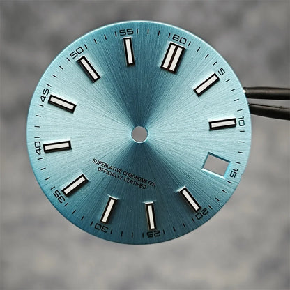 NH35 Watch Dial 28.5mm Log Modified Dial BGW9 Blue Green Luminous Watch Face Modified Watch Accessories for NH35 NH36 movements