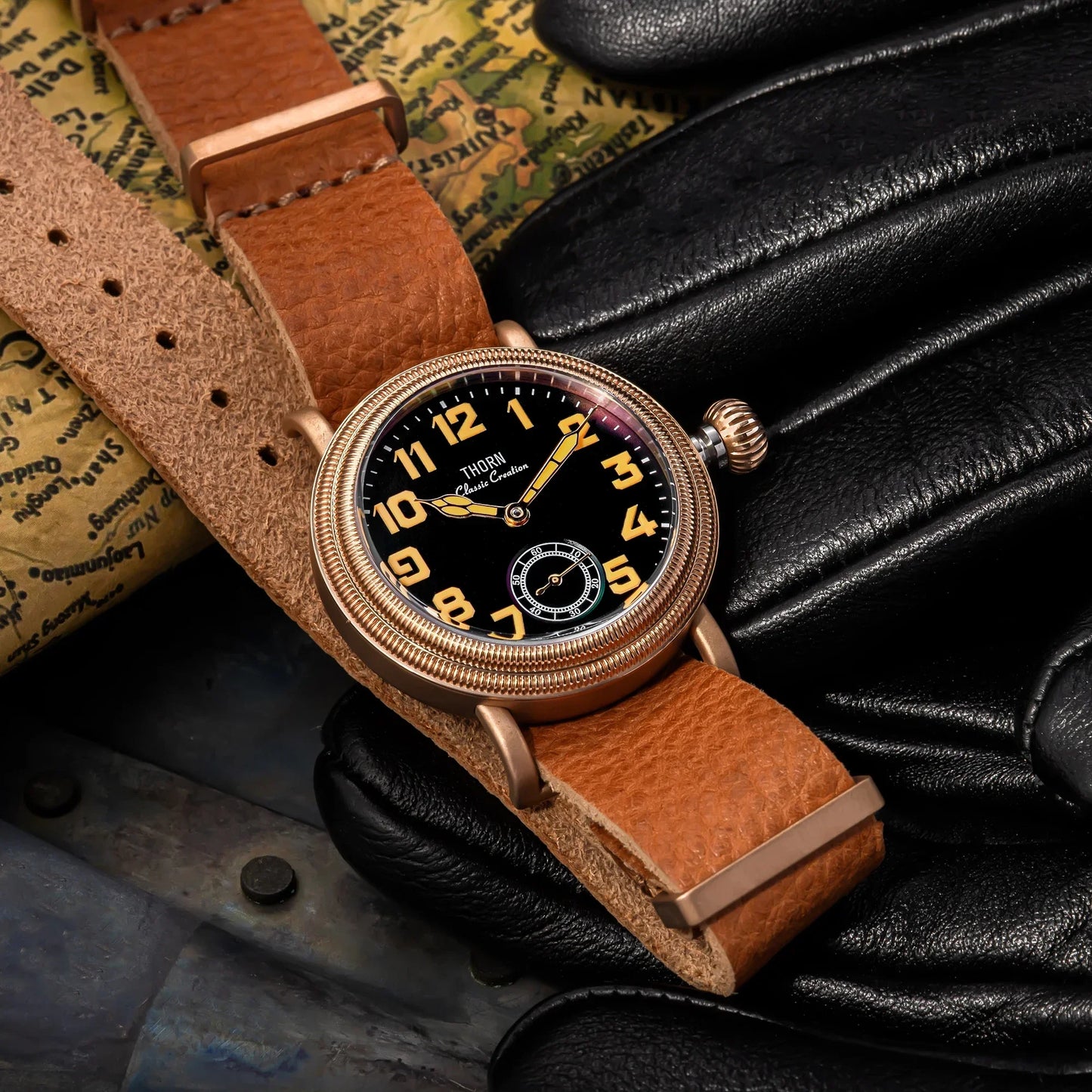 THORN T013 36mm Vintage Pilot Watch ST1700 Manual winding Sub Second Swiss luminous Sapphire