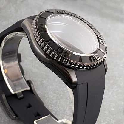 41mm Black PVD Diving Watch Case Fit for SKX007 NH35 NH36 PT SW200 200M Waterproof Domed Sapphire Crystal Rubber Strap