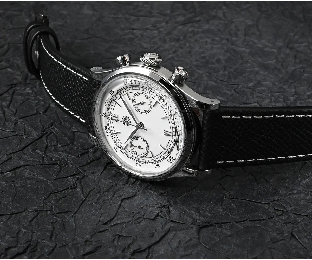 San Martin Men Quartz Watch VK64 Chronograph 38mm SN0101  Sapphire Glass Quick Release Strap 5bar