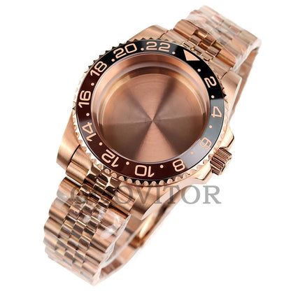 NH35 Watch Case 40mm For GMT YACHT-MASTER Seiko NH34/NH35/NH36/NH38 Movement Rose Gold Jubilee Bracelet Submariner NH35 Case