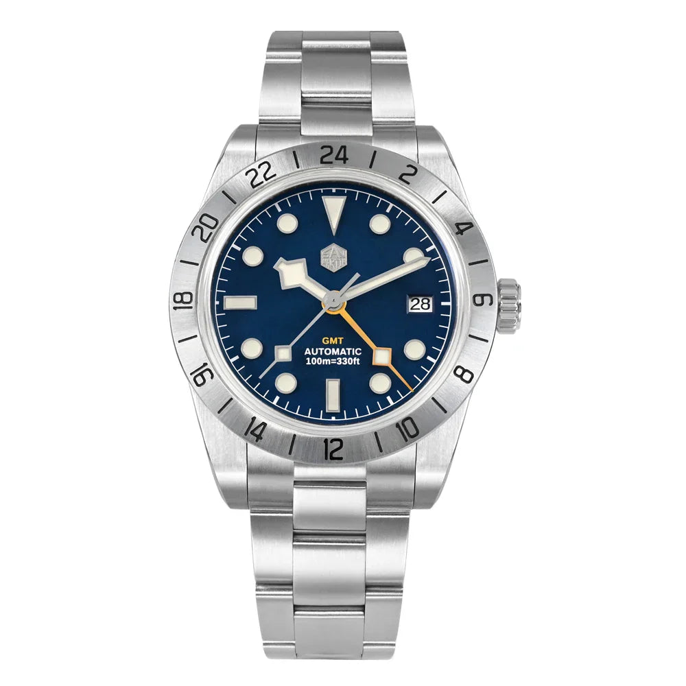 San Martin SN0054G GMT Pink Dial BB  39mm NH34 Automatic Watch 10Bar AR Sapphire BGW9 Lume