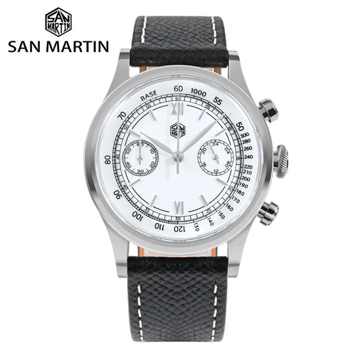 San Martin Men Quartz Watch VK64 Chronograph 38mm SN0101  Sapphire Glass Quick Release Strap 5bar