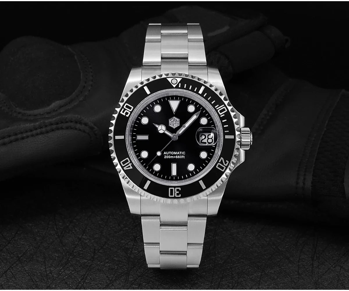 San Martin SUB Diver Sn0019G 41mm Water Ghost PT5000 SW200 Automatic AR Sapphire 20Bar BGW-9 Luminous
