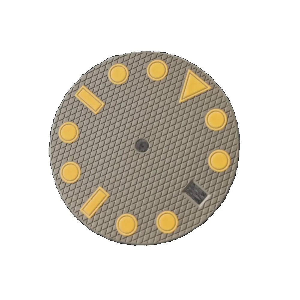 NH35 Watch Dial 28.5mm Diamond Pattern Retro Dial Green Luminous Watch Faces with Single Date Watch Accessory for NH35 Movement