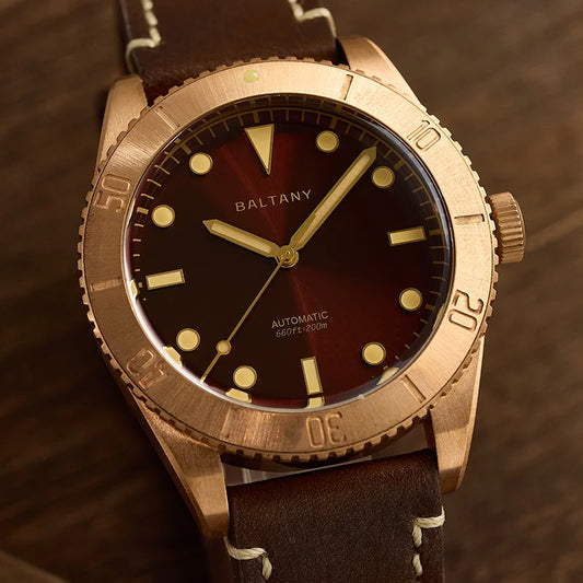 Baltany 44MM Bronze Diving Watch Man S3016 Luxury Sports Watch Super Luminous 20ATM Waterproof NH38 Automatic Mechanical Watches