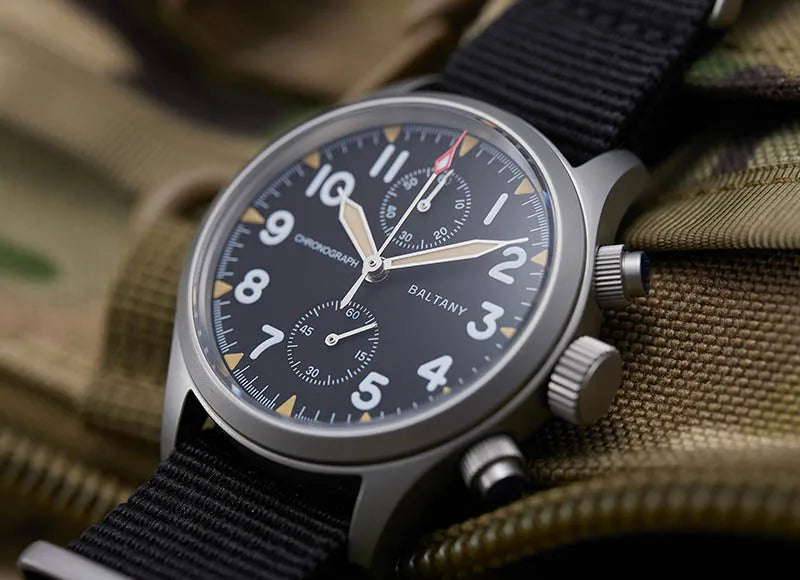 Customizable Baltany Chronograph Watch S5033 39MM Military Quartz Watch VK61  AR Sapphire 100M Waterproof  Swiss Lume