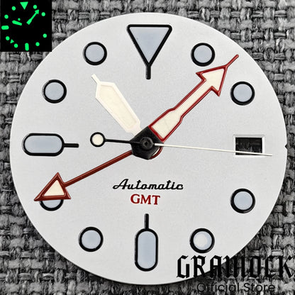 29mm Blue Red Black Orange GMT NH34 White Glossy Dial With Hands C3 Lume Fit NH34 Mechanical Watch Modified Accessories