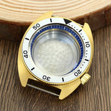 41mm Gold PVD Turtle Watch Case Domed Sapphire Abalone Captain Willard 6105 TMI NH35 NH36 NH34 4R36 Movts Abalone Screw Crown