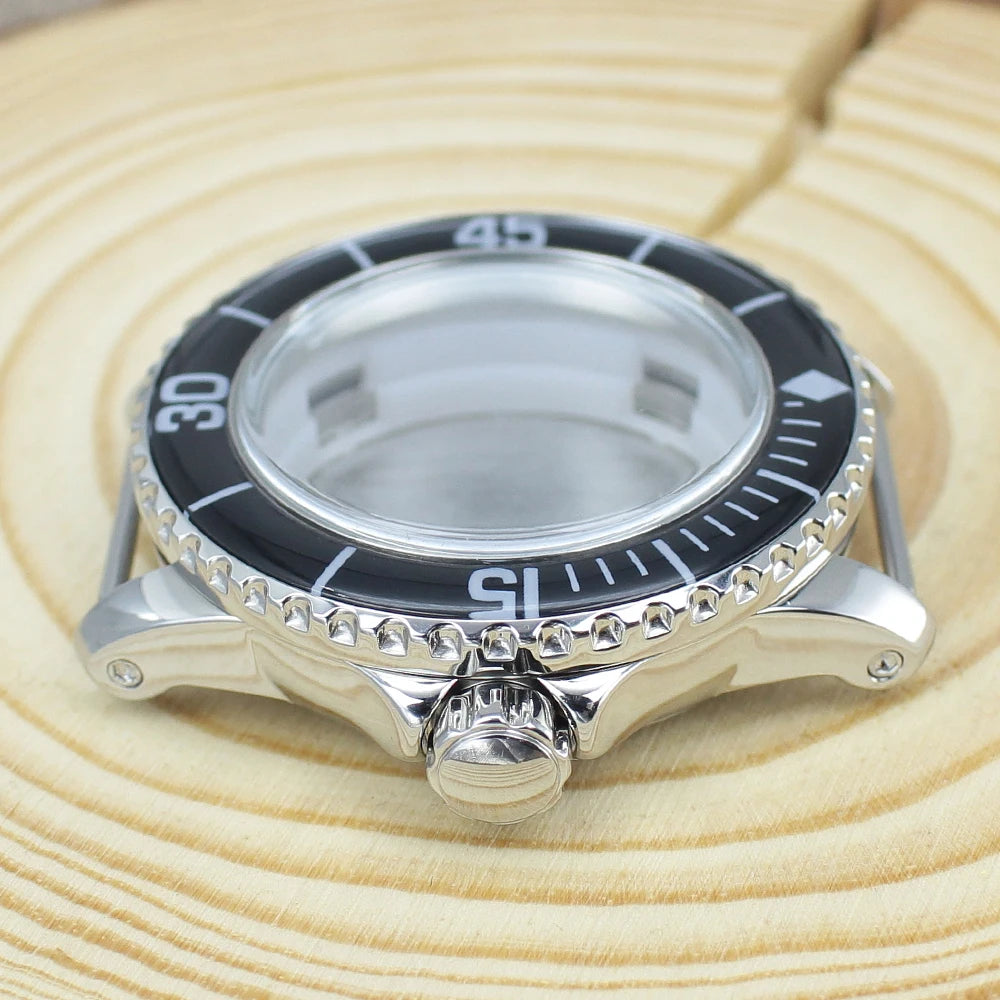 45MM Stainless Steel NH35 Watch Case 100m Waterproof Unidirectional Bezel for 50 FATHOMS NH34 NH35 NH36 NH38 Watch Accessories