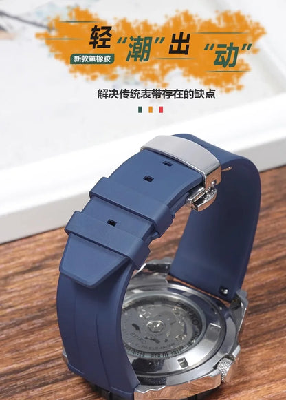 18mm 19mm 20mm  Fluorine rubber Watch Strap Men's  Silicone Bracelet For pilot flat lug diver