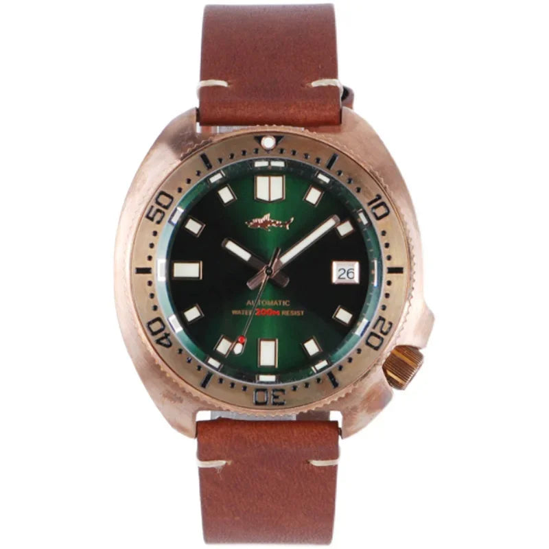 Heimdallr Turtle 6105 Watch CUSN8 Bronze 45mm Sapphire Crystal NH35 20Bar C3 Super Luminous