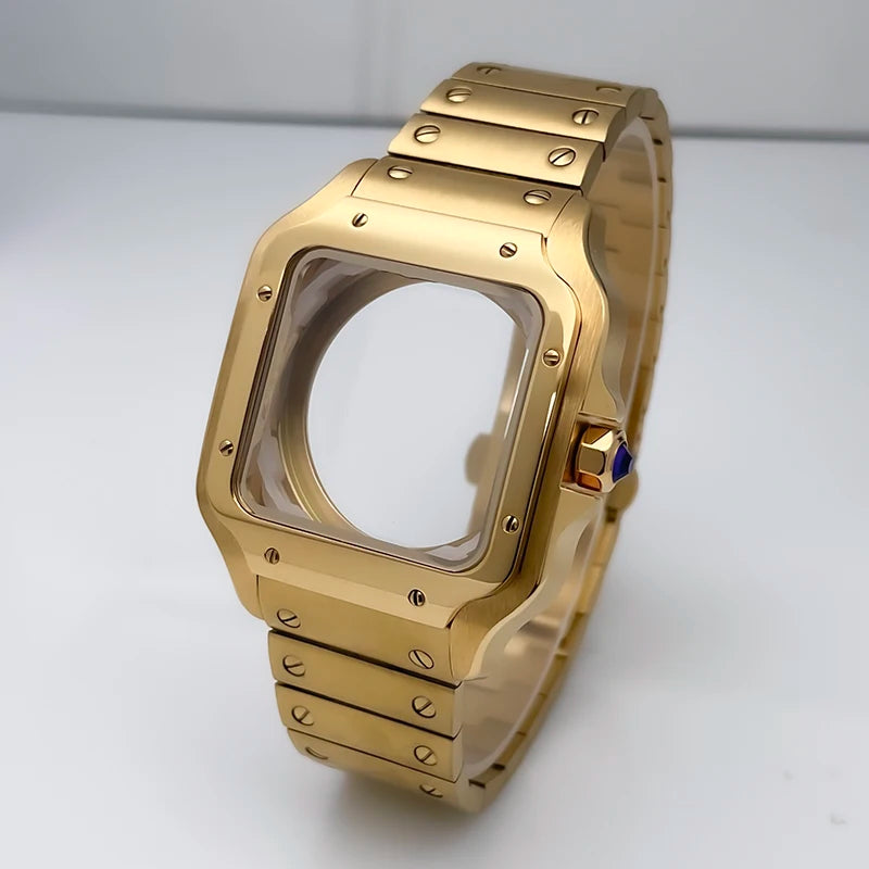 NH35 Case 38mm Sapphire Glass Stainless Steel Square Watch Case Accessories Modification Parts Suitable NH35 NH36 NH38 Movements