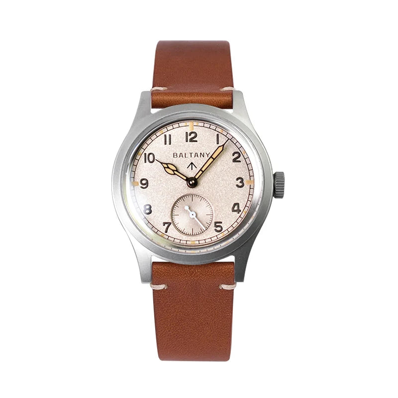 Custom logo watch Baltany S2025 D12 Retro Military Watch 36mm Swiss Luminous 10ATM Seagull  ST1701 Mechanical Watch