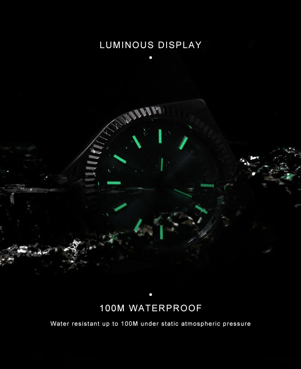 CADISEN C8215 DD40 Watches Day-Date AR Sapphir 10Bar MIYOTA 8285 Movt 40MM