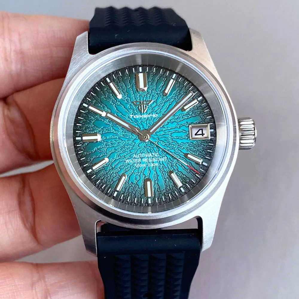 Tandorio Pilot watch 36mm TD105M Blue Red Multicolor Dial  NH35A Automatic 200M WR Luminous Sapphire