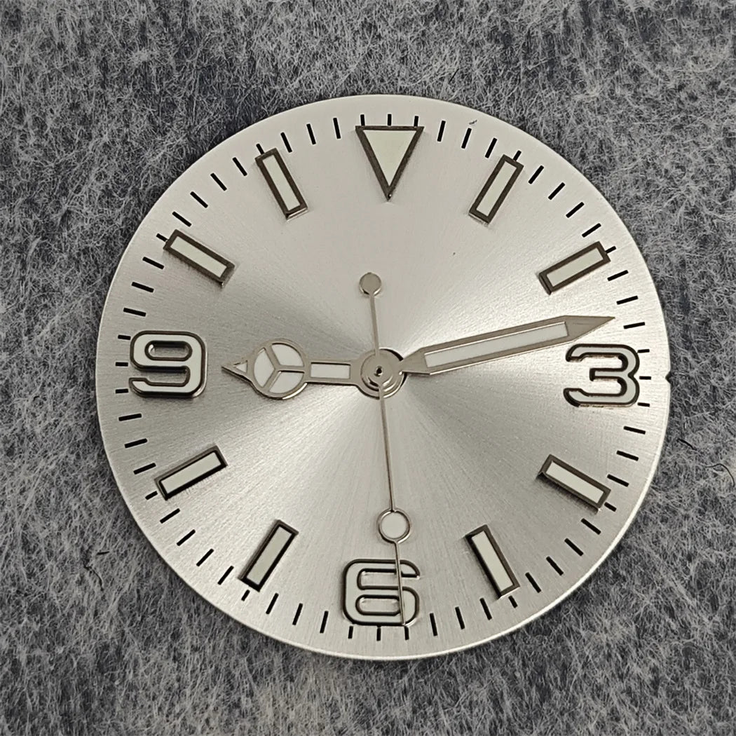 28.5mm Watch Dial + Hands Green Luminous Sun Pattern Modified 369 Nail Dial Watch Faces Accessory Fit NH35/NH36/4R/7S Movement