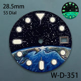 28.5mm S5 Logo SKX007 Starry Dial Fit NH36/4R36 Japan Movement C3 Green Luminous Quality Dial Watch Modification Accessories