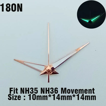 Watch hands NH series 35 36 hands Green glow in the dark hands seconds Watch accessories for NH series 35 36 movement assembly