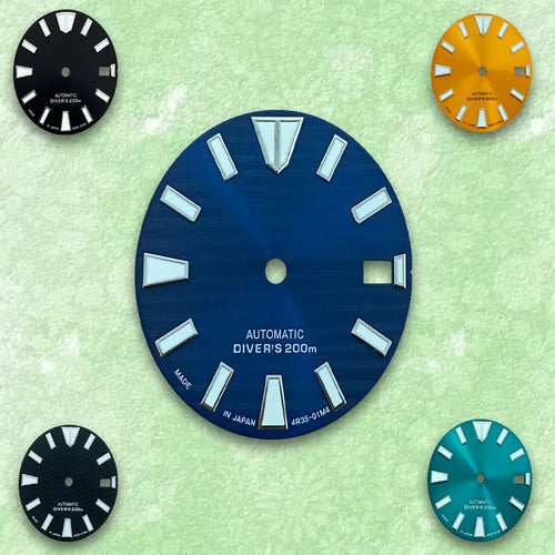 28.5mm S Logo Dial Suitable For NH35/NH36 Japanese Automatic Movement Green Luminous Watch Modification Accessories