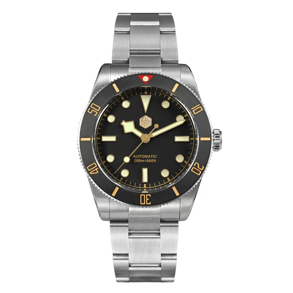 San Martin SN0138G New 37mm BB54 Vintage Diver Watch NH35 Automatic AR Sapphire C3 Luminous 20Bar