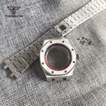 42mm Royal Oak AP Case Stainless Steel Brushed Octagon Watch Case Bracelet Glass Back Chapter Ring Sapphire Glass Fit NH35 NH36 Automatic Movement