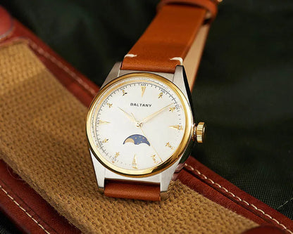 Baltany 36mm Dress Watches S4042 Customizable AR Sapphire Crystal 10Bar  Moon phase Wristwatches Swiss Lume