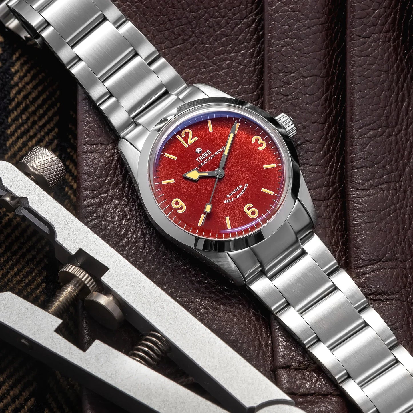 THORN T003 34mm Retro Watch PT5000 Automatic Dome Sapphire Luminous 10Bar dress explorer