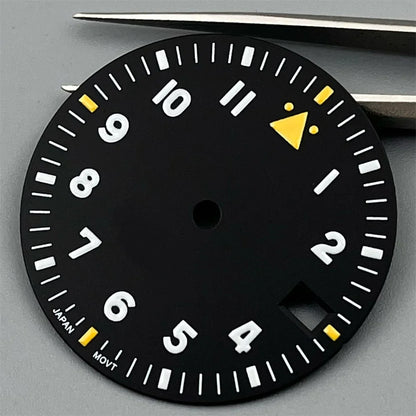 Watch Dial 29mm Pilot Style Black Green White Dial C3 Green Luminous Fit NH35 NH36 ETA2824 2836 PT5000 MIYOTA DG Movement