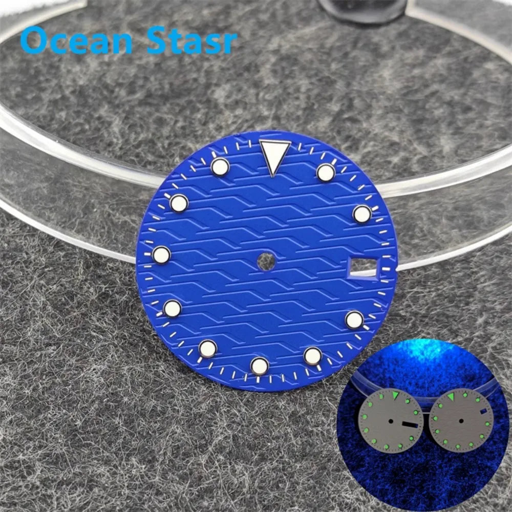 28.5mm Watch Dial Ocean Star Surface Single / Double Calendar Watch Faces Green Luminous Watch Accessory for NH35/NH36 Movement