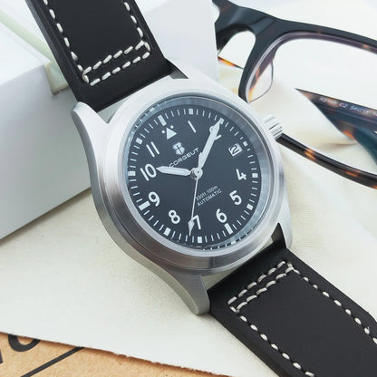 PVD Pilot Watch Sterile for Custom logo 39MM Sapphire 10Bar NH35 automatic glass back