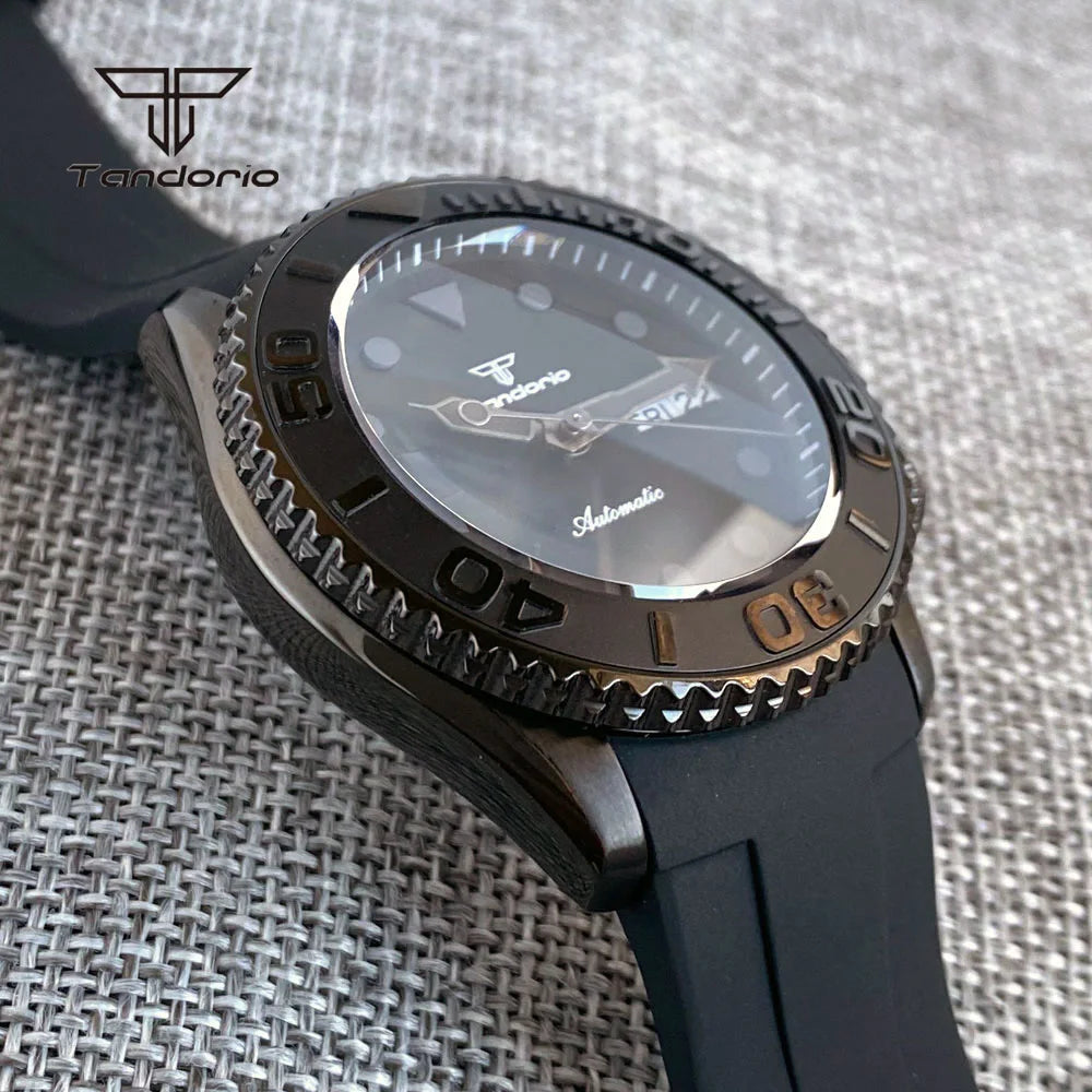 Tandorio TD269C Yacht Master Black Pvd  Domed Sapphire Skx007 Style NH36 20atm 120 Clicks 41MM